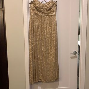 Amsale gold sequin bridesmaid dress